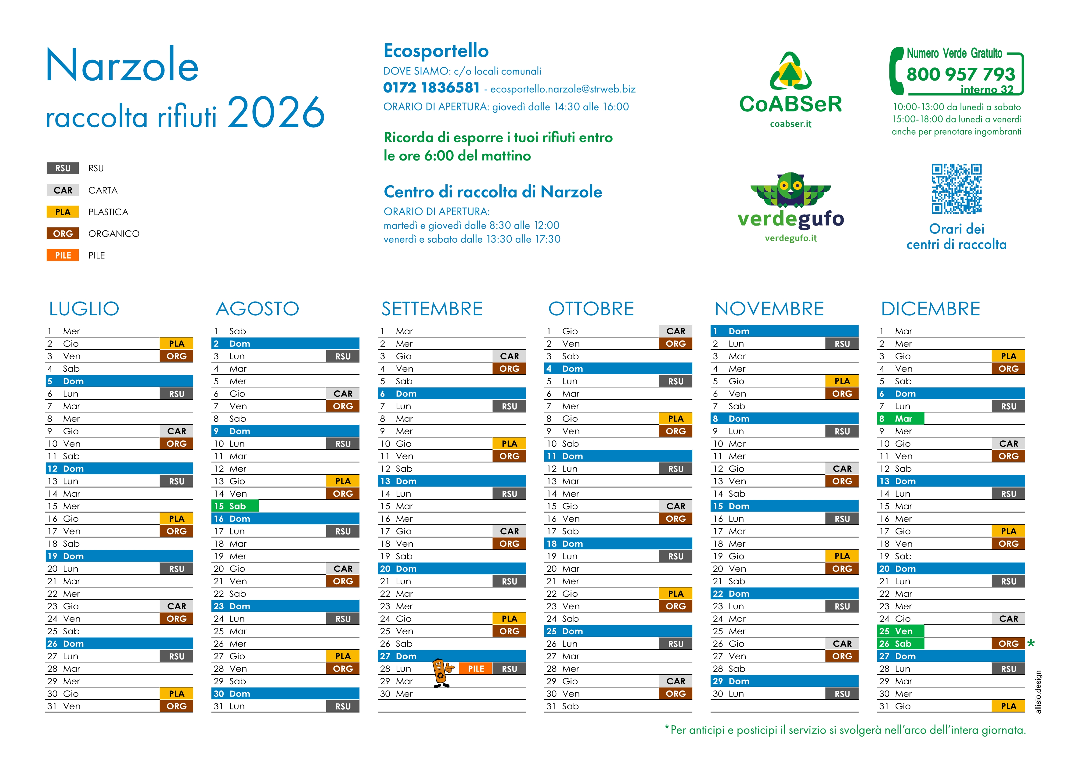 Calendario Raccolta Rifiuti 2026